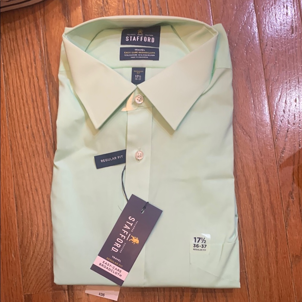 Stafford Green Dress Shirt with Classic Collar